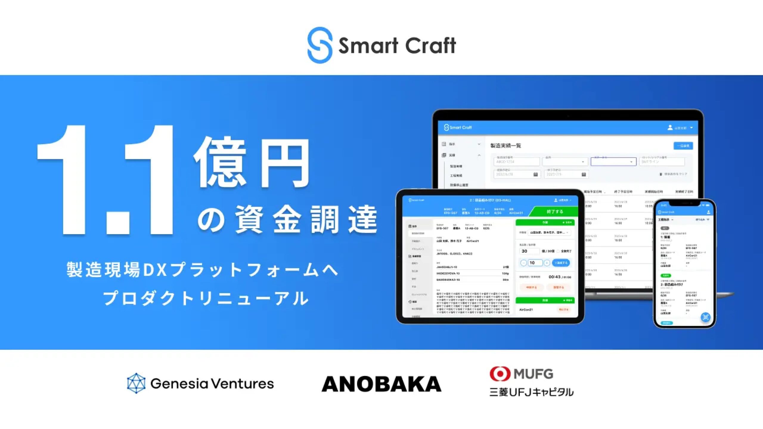 製造現場のDX化を担う株式会社Smart Craft、総額1.1億円を調達