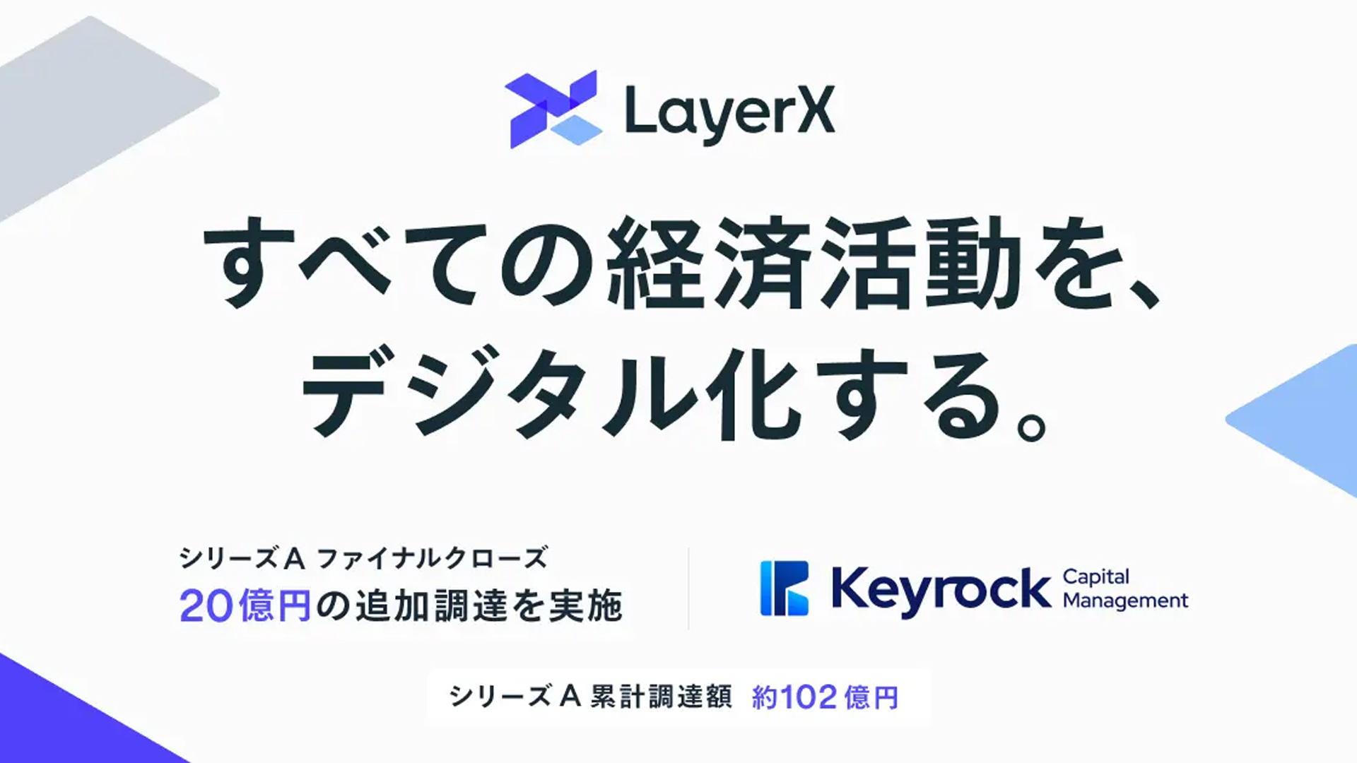 株式会社LayerXが20億円の資金調達ーシリーズA累計調達額は102億円に