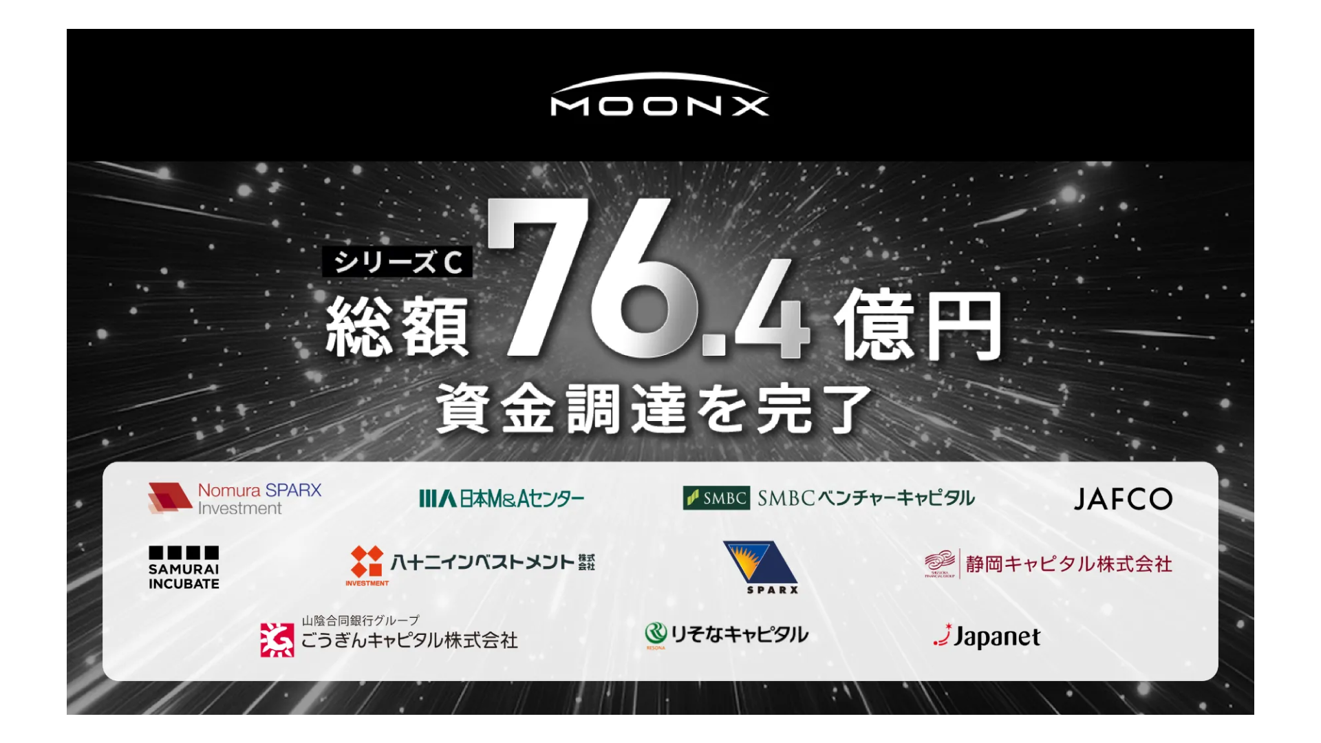 共創型M&Aを推進するMOON-X株式会社、シリーズCラウンドにて76.4億円の資金調達を実施