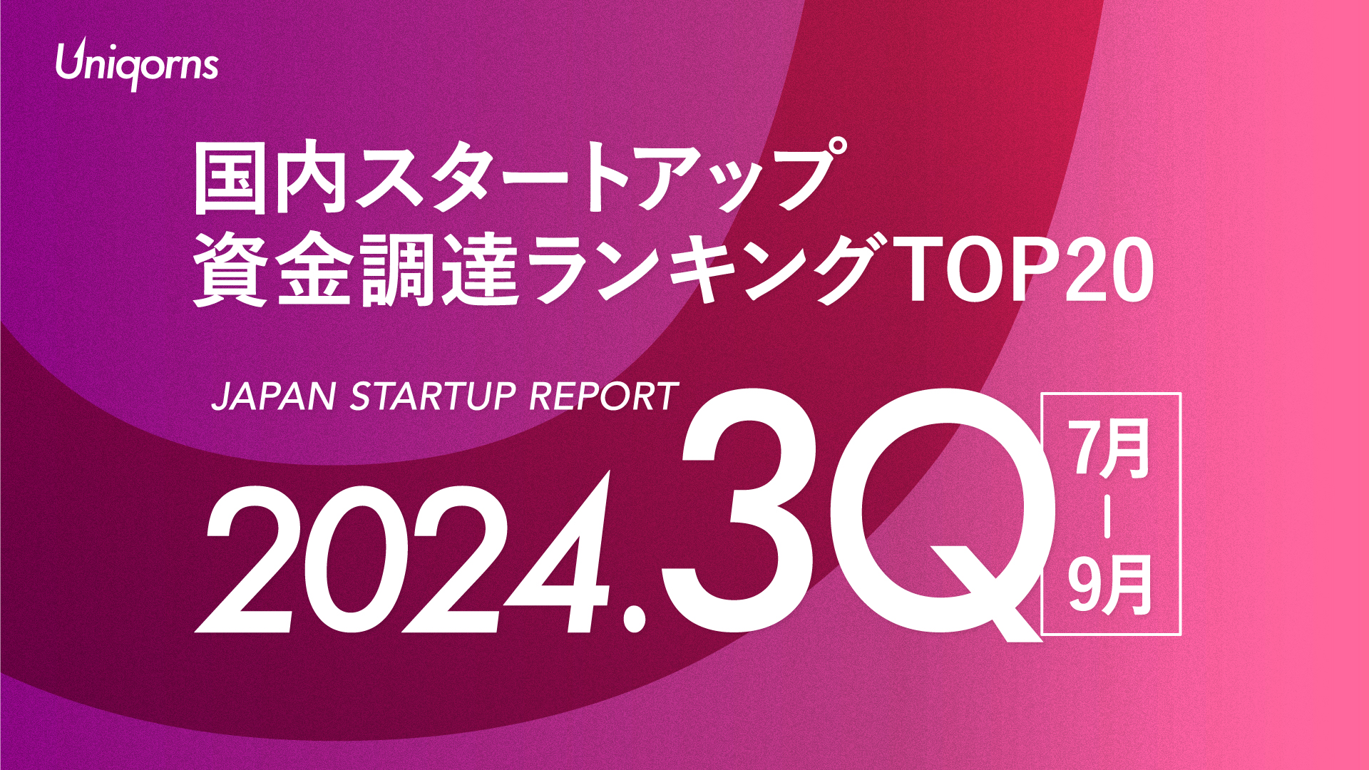 2024年3Q(7月~9月) スタートアップ資金調達額ランキング